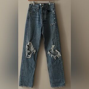 AGOLDE 90s Distressed Straight Leg Jeans 27 Waist High Rise